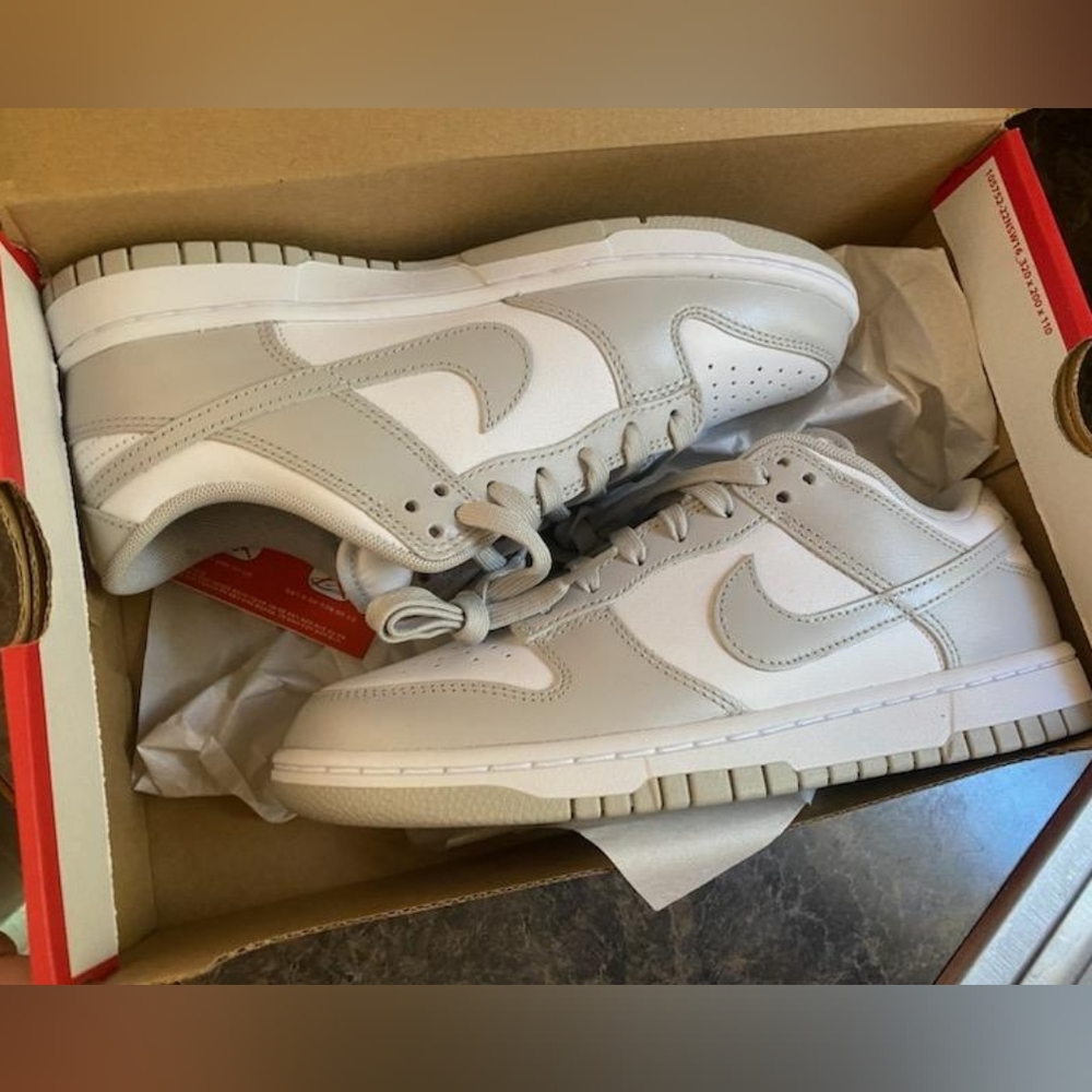Nike White and Light Smoke Gray Dunks